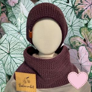 Mauve Spice Hat and Cowl Set (Crochet)